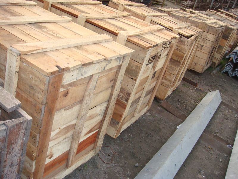 Crated for despatch. Crates packed and closed in the yard. The works is on NH-6, about 22 km from Kolkata Port.